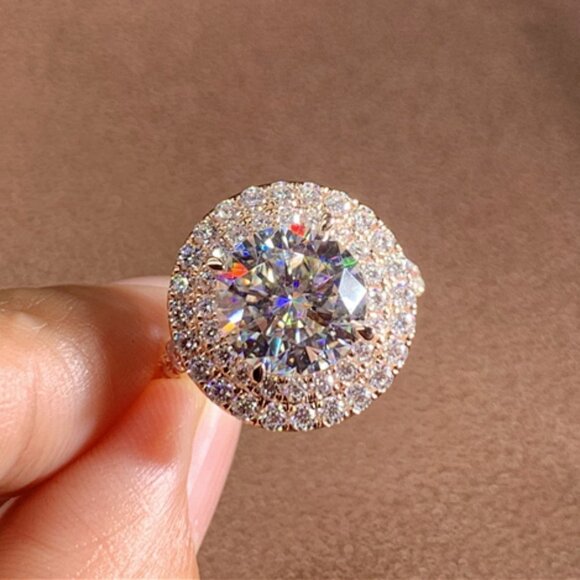 🎀 Super Large Round Shiny CZ Hollow Luxury Rose Gold Plated Ring,, UNVN1… - Picture 5 of 7